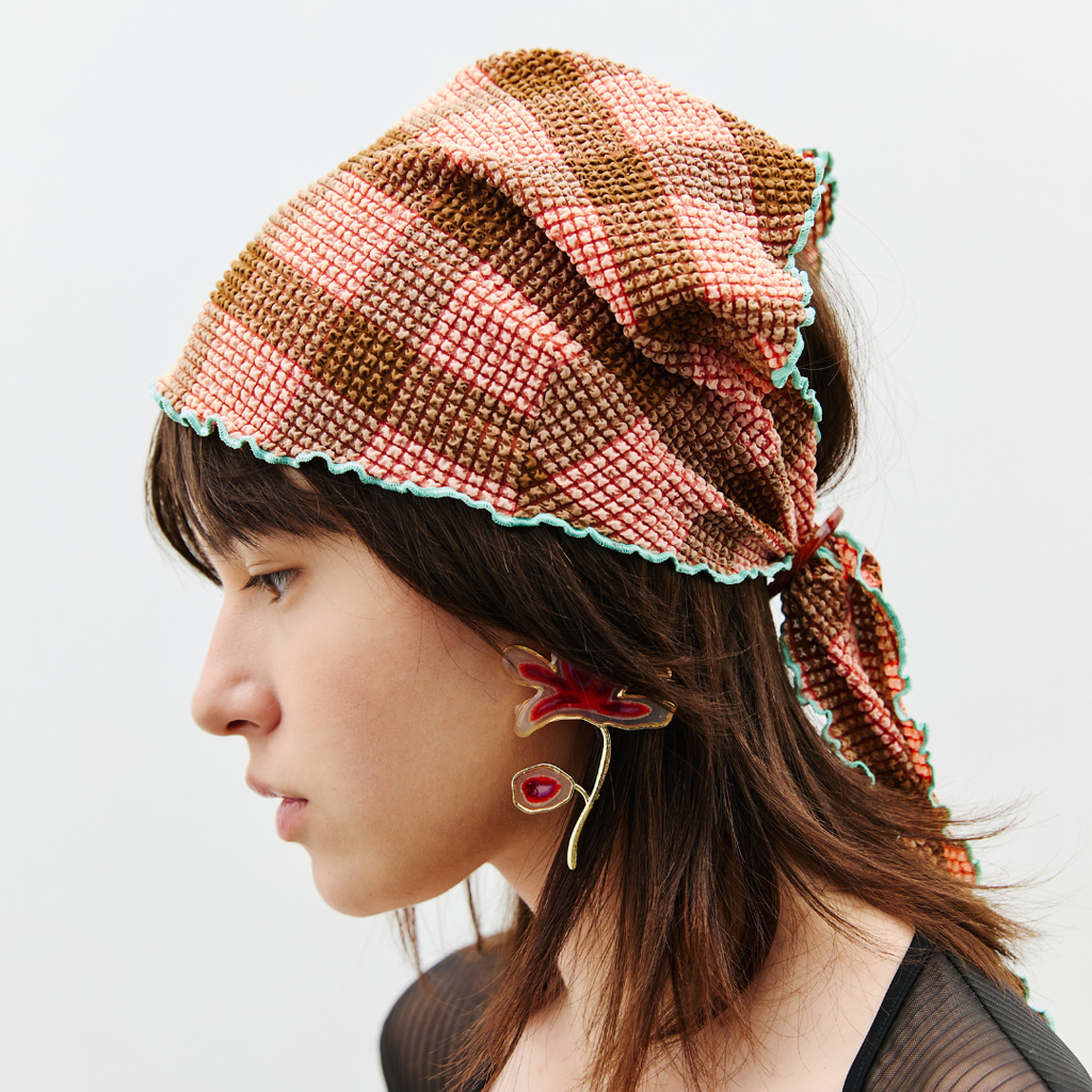 Bella 草莓巧克力格紋頭巾