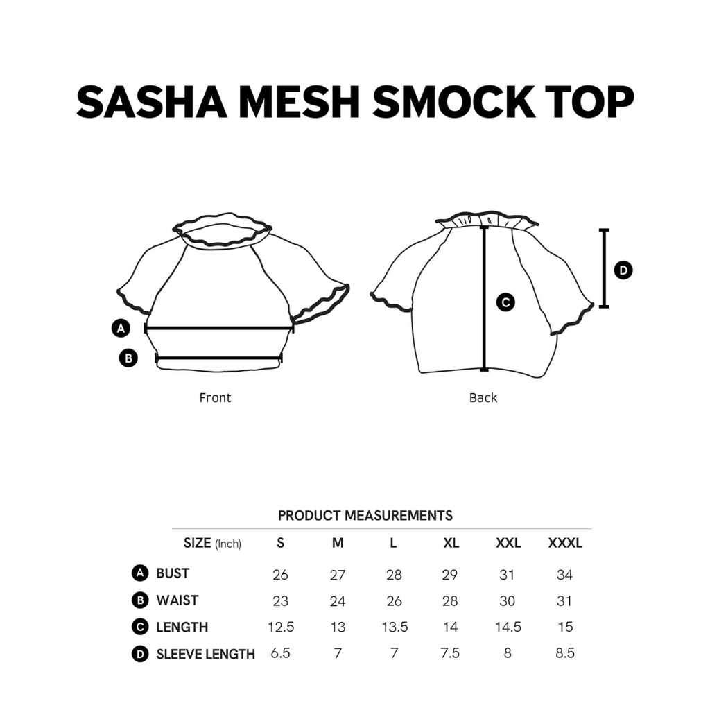 aprilpoolday酒紅色雛菊皺摺透膚上衣尺寸表1