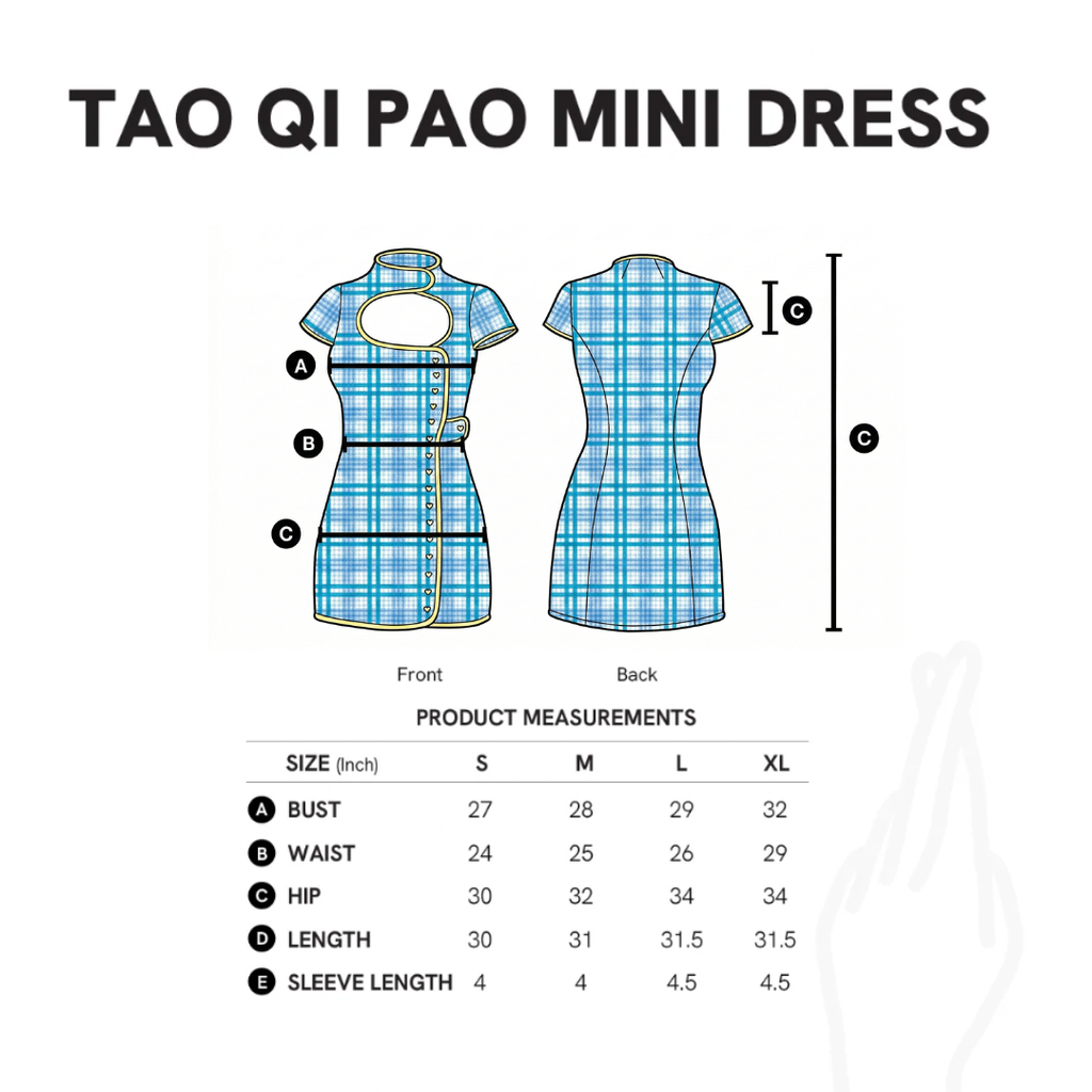 aprilpoolday藍格旗袍粉紅格旗袍尺寸表