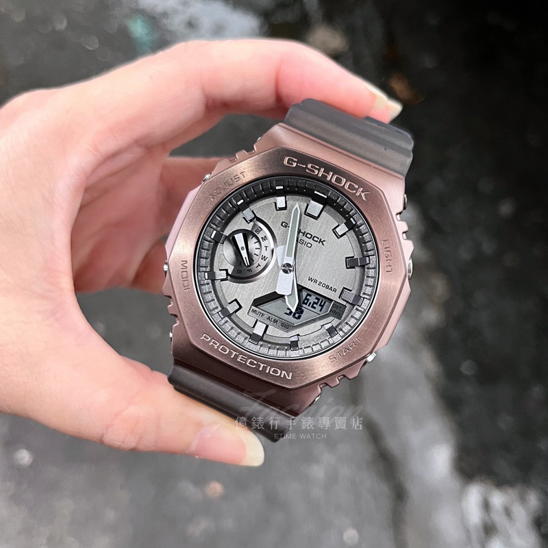 G-SHOCK 金屬包覆系列午夜迷霧八角型數位電子腕錶GM-2100MF-5A 公司貨