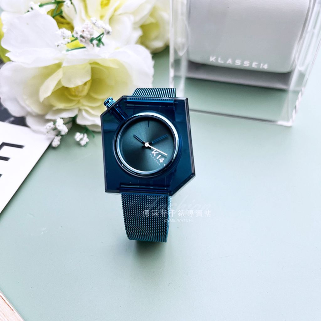 KLASSE14 不規則獨特設計透明感冰塊錶靛藍色/34mm WKF20BE001W 公司貨