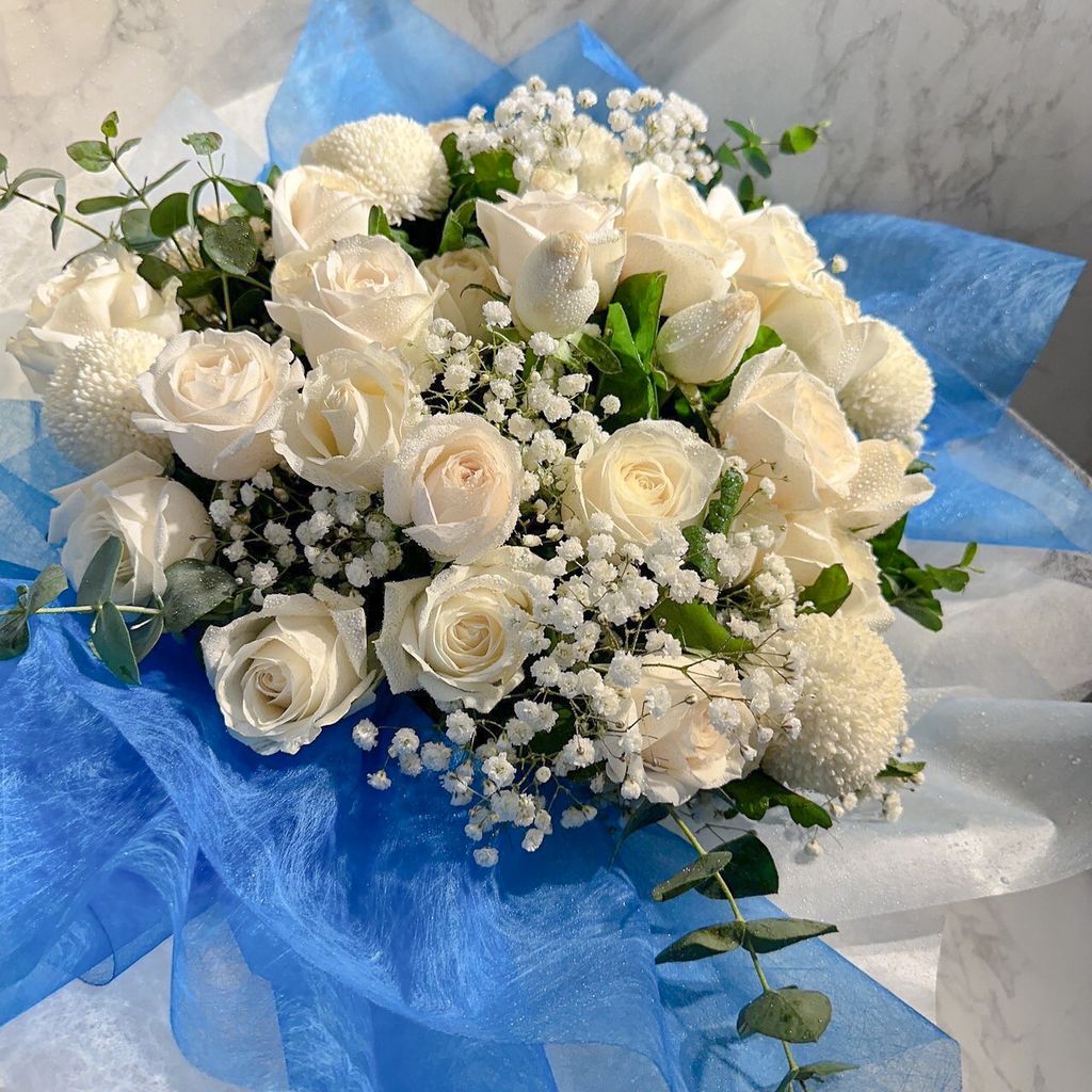 白玫瑰花束 溫柔月光 L 草本花道