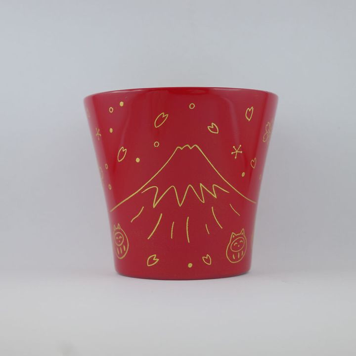 01_越前漆器　富士山貓達摩-紅_5200 (1)