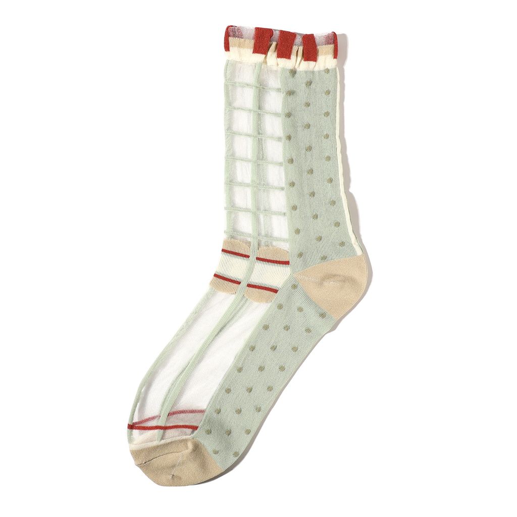 3777_幾何系列_薄荷糖_點點格子透紗中筒襪 (1)