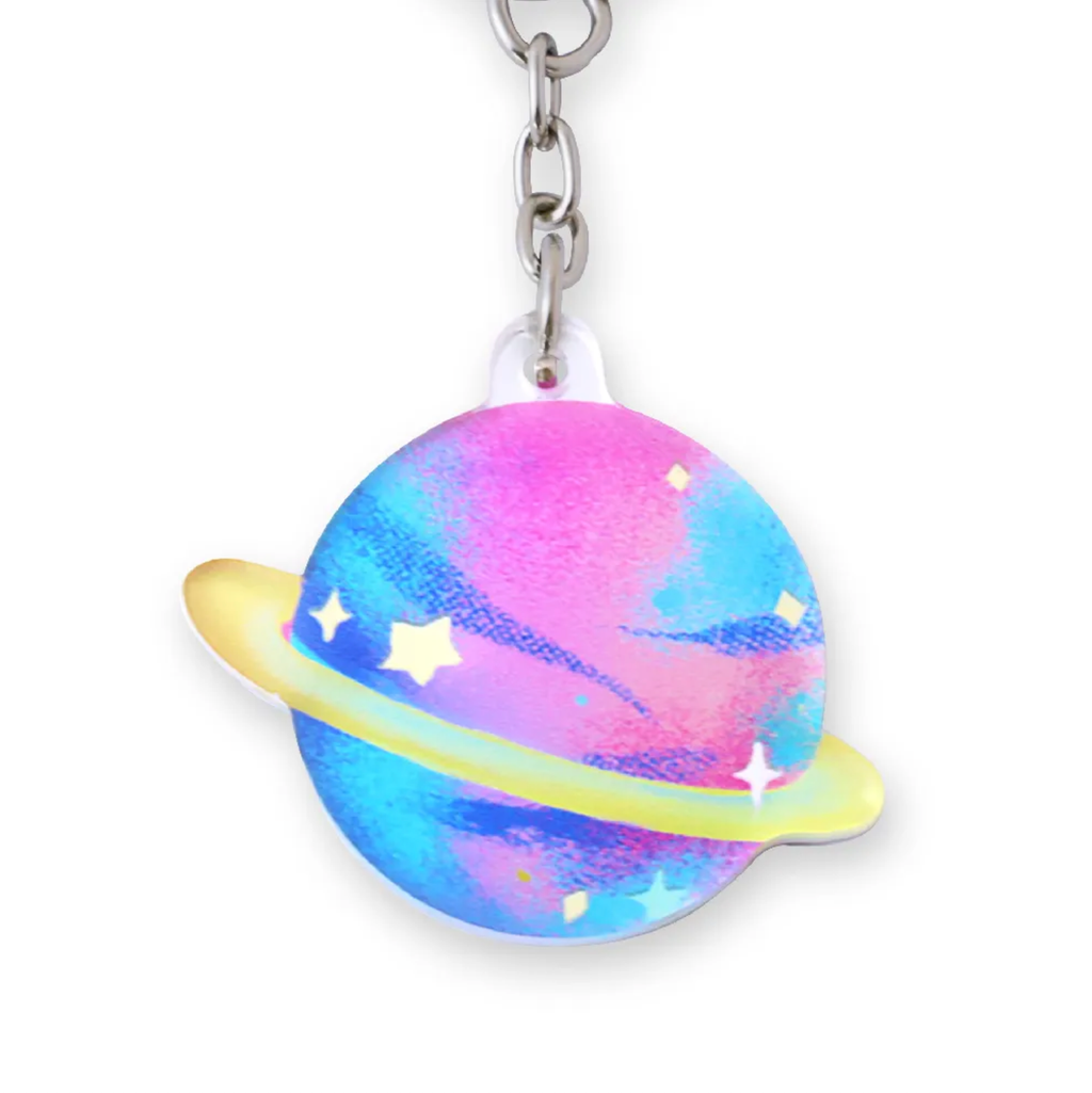 【小鏡子鑰匙圈】粉藍星球