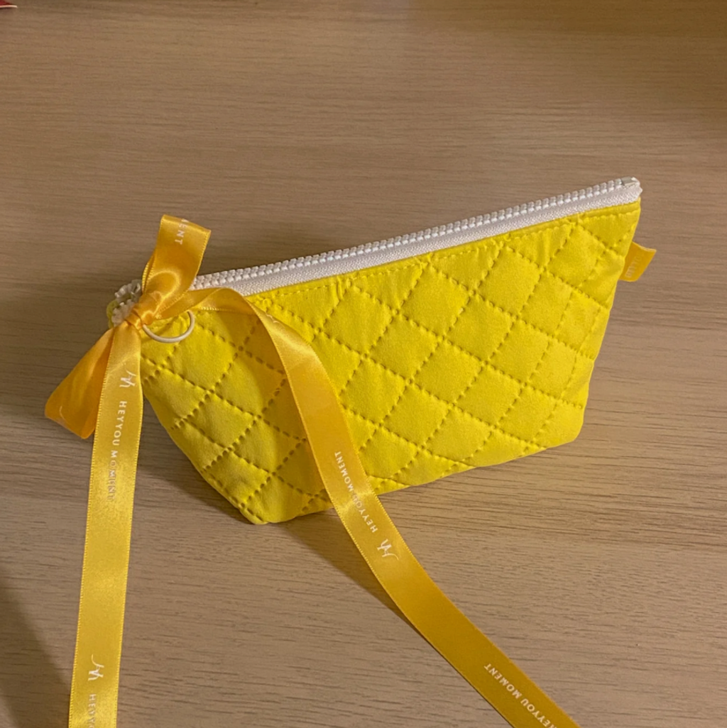 Rectangular L 拉鍊筆袋、化妝包-argyle yellow