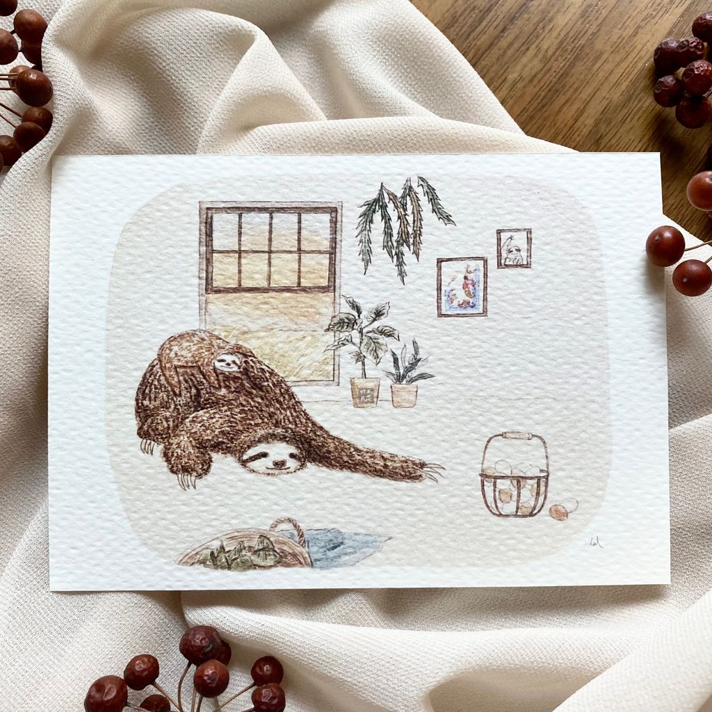 5插畫卡片_動物節日忙什麼-.來不及立蛋