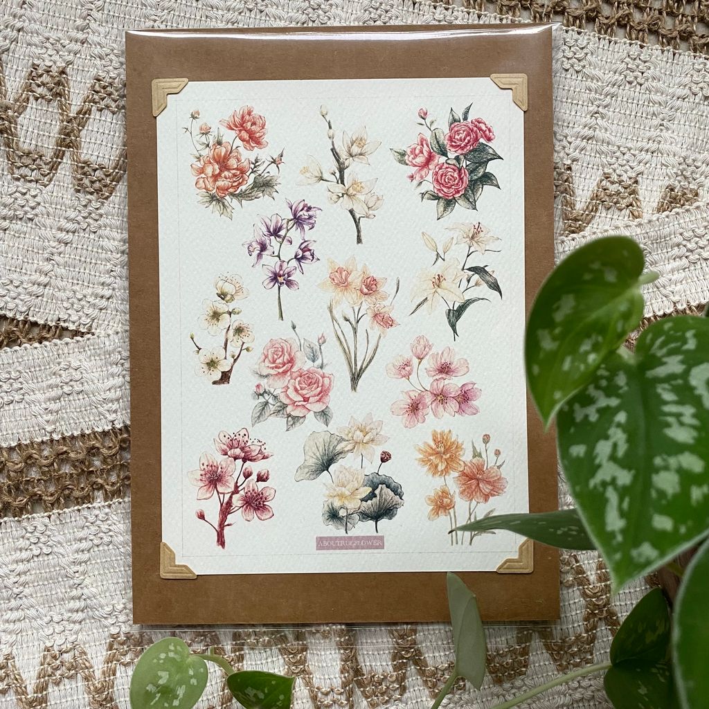 4.裱版畫_復古圖鑑-春花