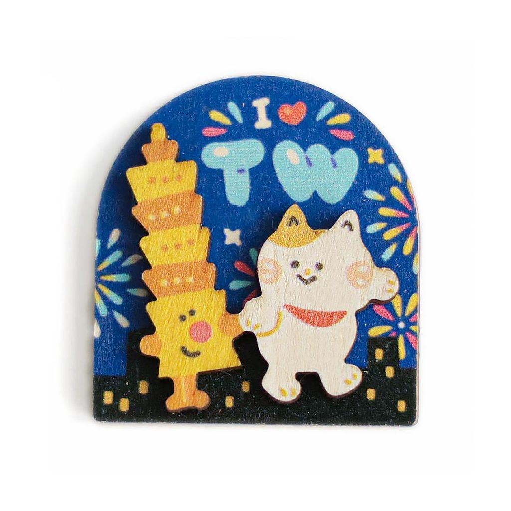 木質磁鐵｜貓遊夜台北