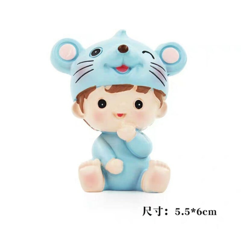 Baby Mouse Boy Baby Mouse Girl Cake Topper, figurine 鼠宝宝蛋糕装饰，奶瓶鼠蛋糕摆件