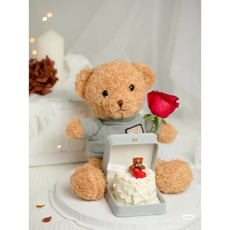 Ring Cake Box Teddy Bear Cake Decoration 泰迪熊戒指蛋糕