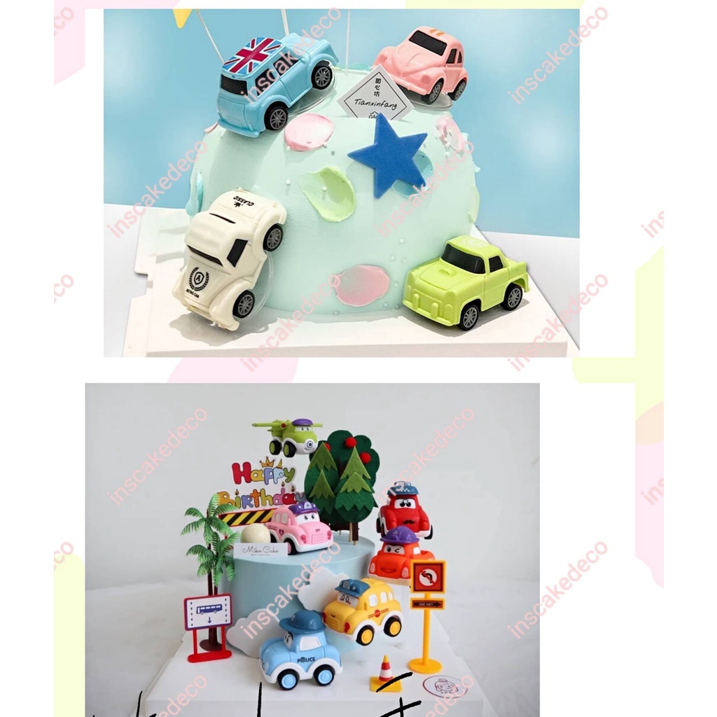 Colourful Cartoon Baby Car Cake Topper, Figure