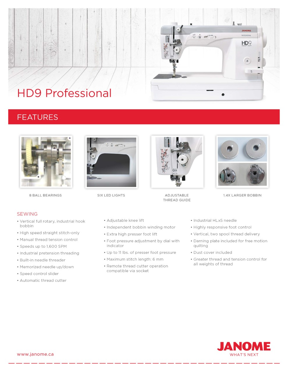 Janome HD9 Professional Heavy Duty Straight Stitch Sewing Machine