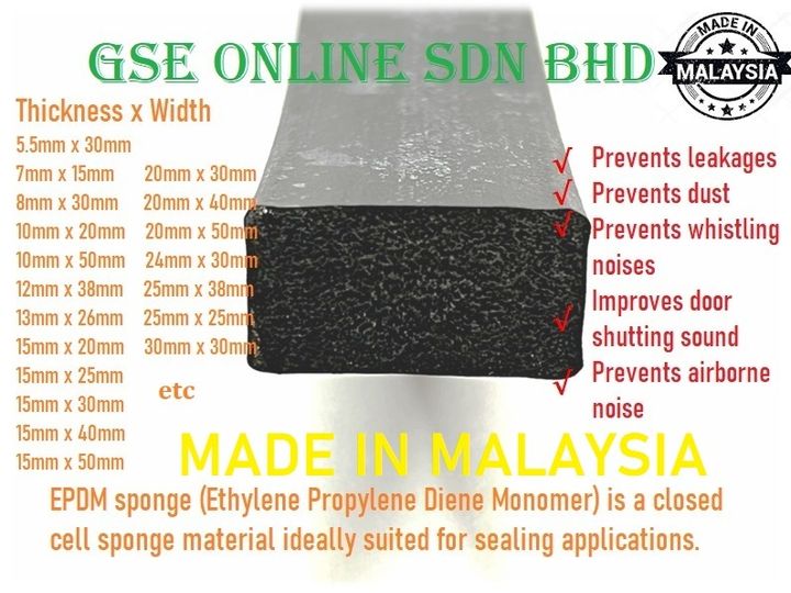 Watertight Airtight EPDM Rubber Sponge Seals Malaysia