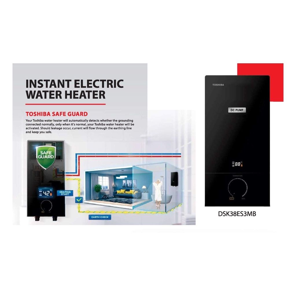 Toshiba Water Heater (DC Pump) DSK38ES3MB Black with LED Display – Macro  e-Store (Bahau)