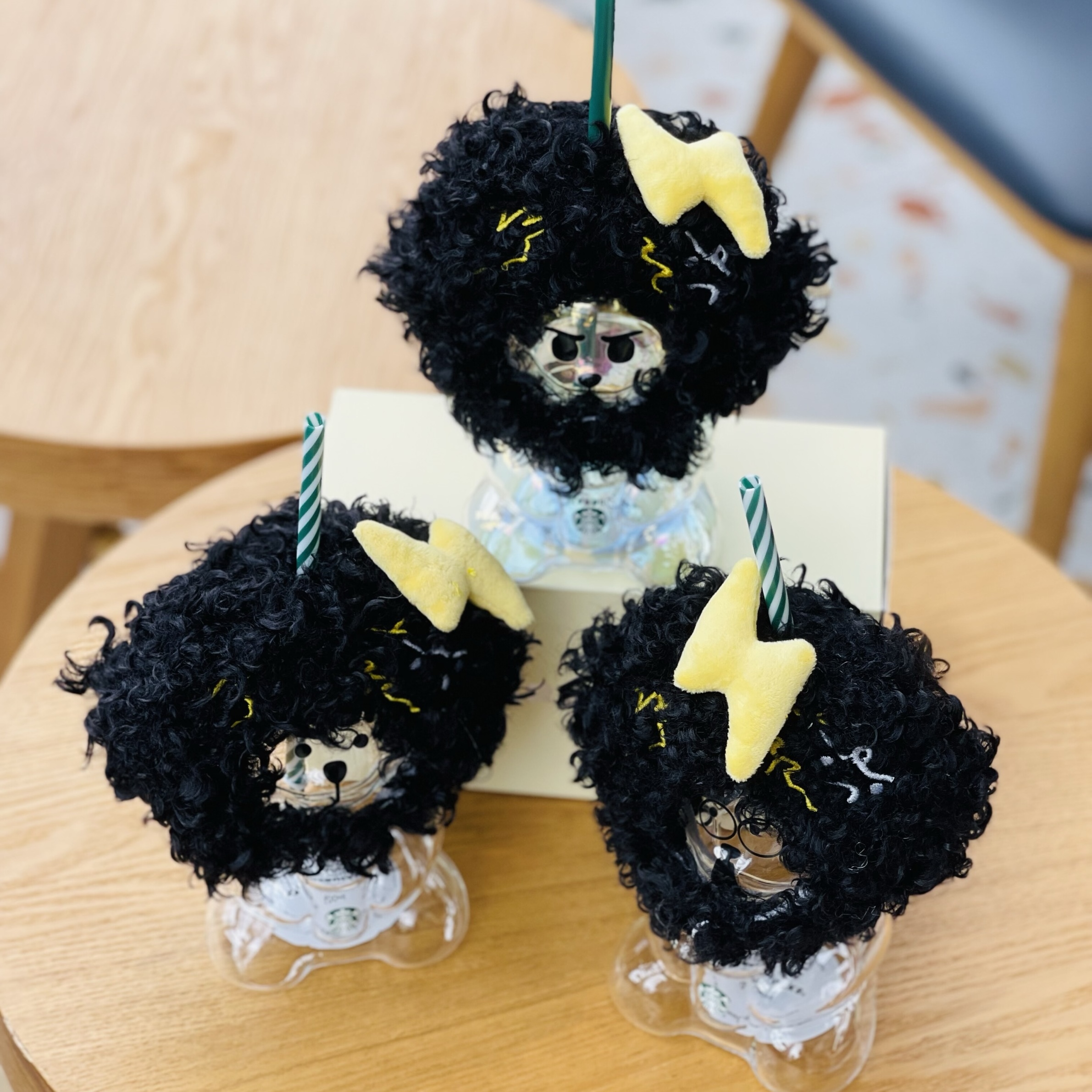 Black Fur Bearista Glass (Face expression is random)