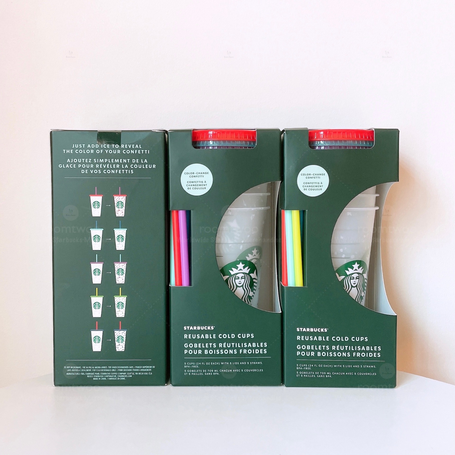 Starbucks Cup Color Changing Confetti Reusable Cold Cup With Straw 24 oz