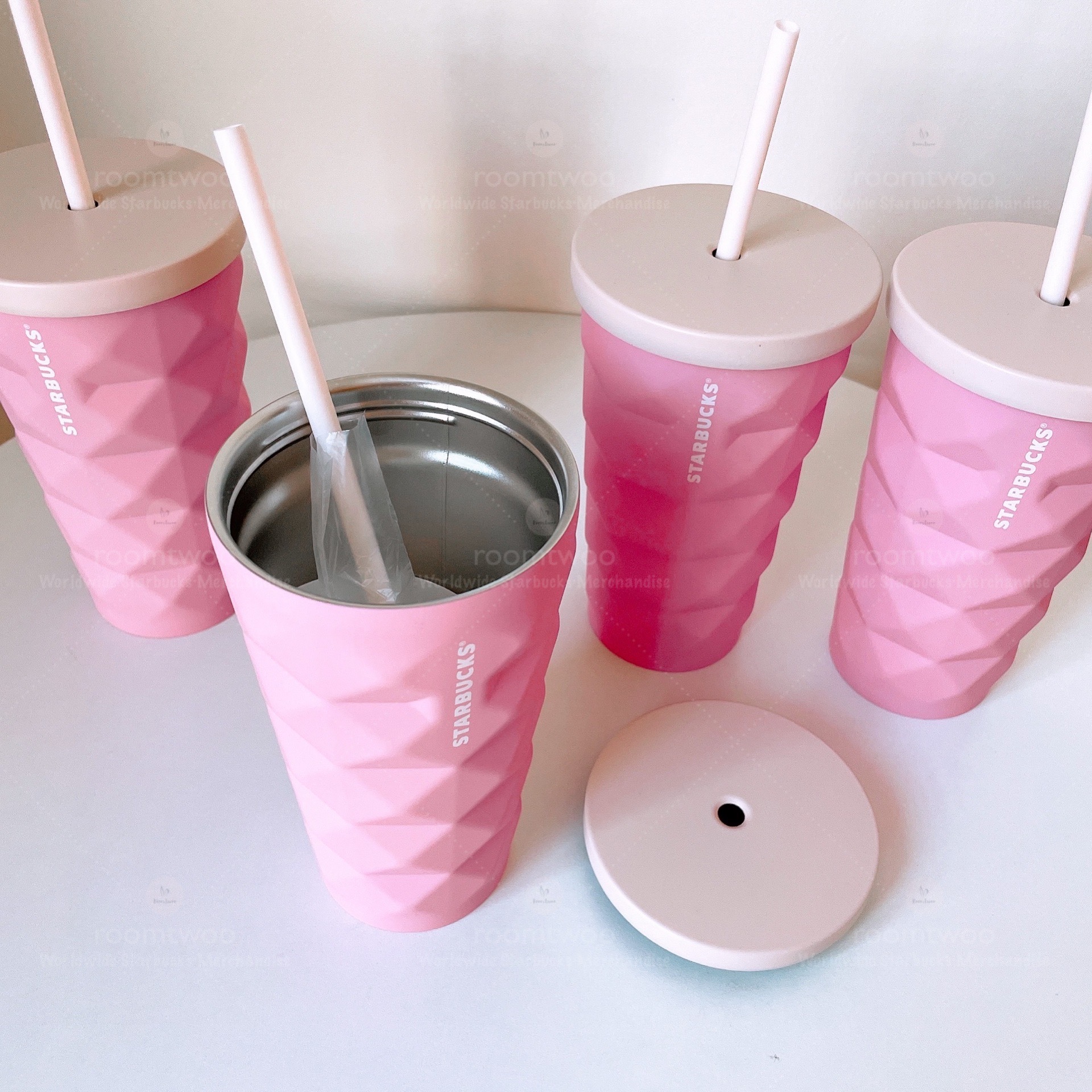 Starbucks China Pink Pineapple Stainless steel straw cup 16oz