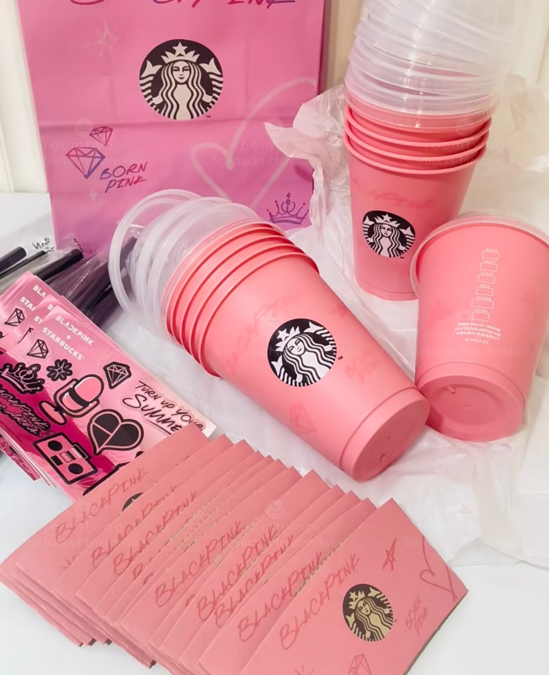 BLACKPINK Starbucks Reusable cup set (cup, cover, straw + Sleeve) | from  Taiwan