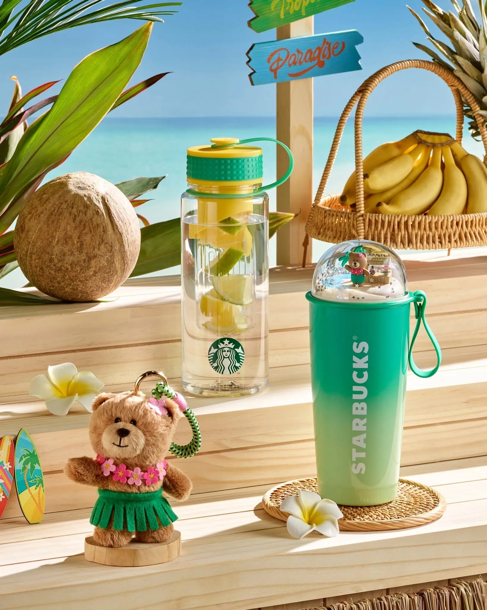 25サマー【韓国スタバ】Aloha Raffia Totebag Pink Starbucks Korea 2025 Aloha Summer Collection – Room Twoo
