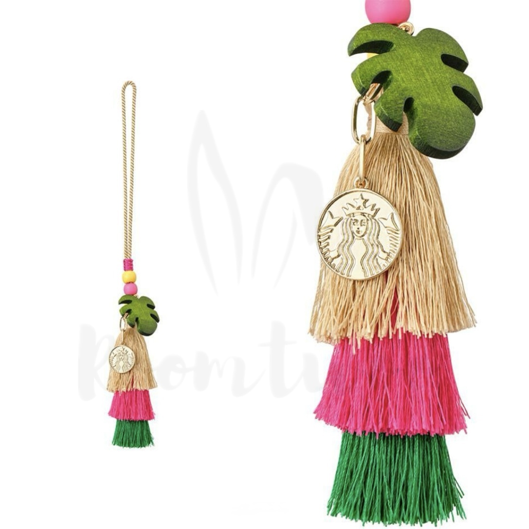 韓国スタバ★[25夏2] Aloha Raffia Totebag Pink+Charm SET 韓国スタバ☆[25夏2] Aloha Raffia Tote Bag Brown (Starbucks