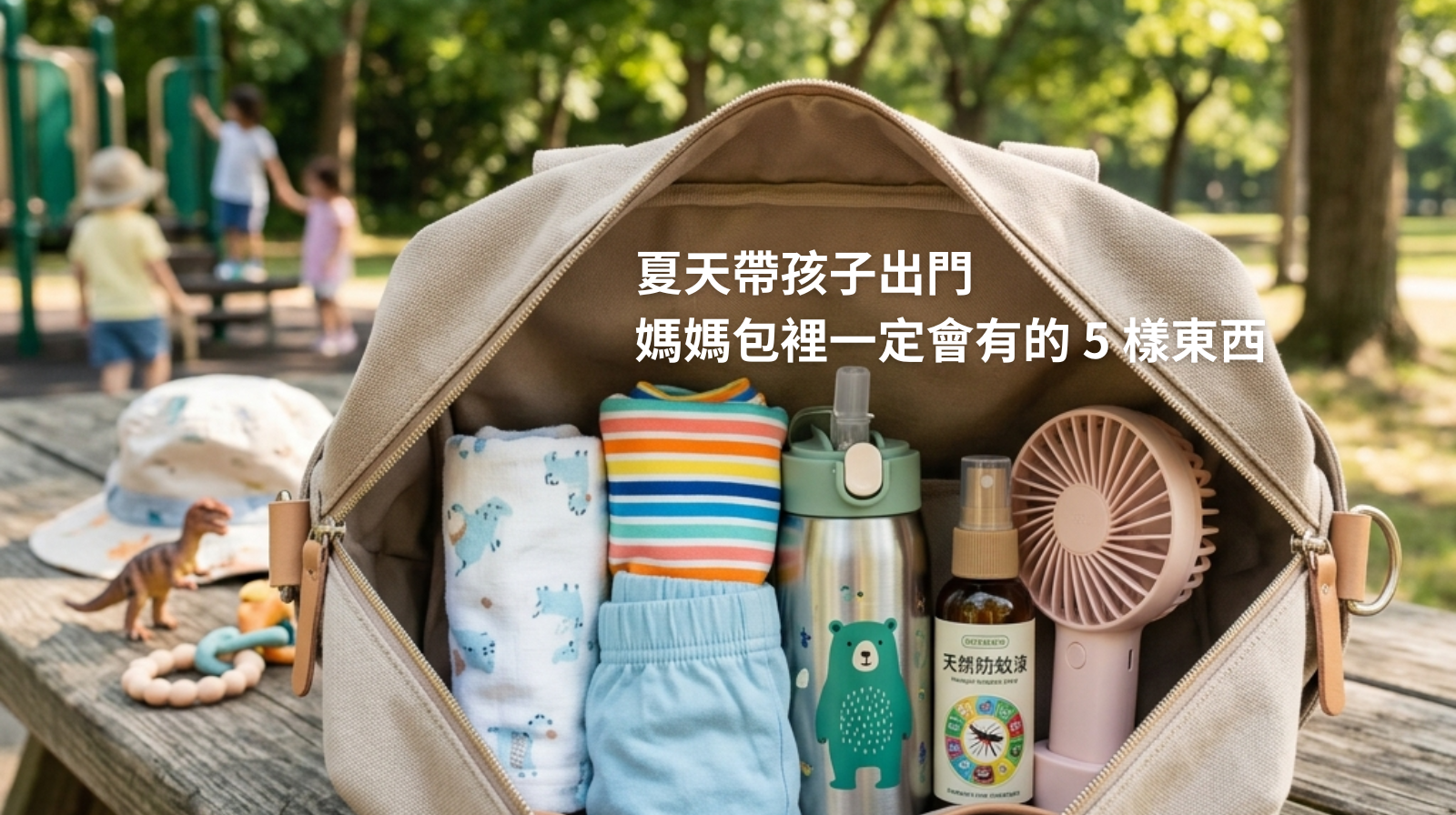 夏天帶孩子出門，媽媽包裡一定會有的 5 樣東西