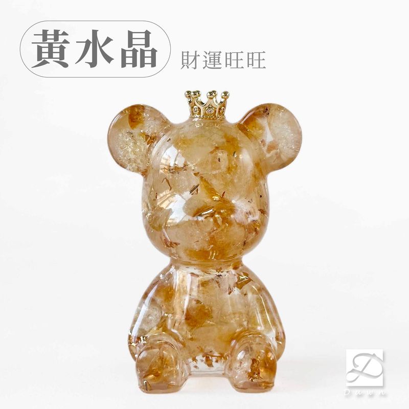 06彤恩時尚-M號水晶熊-黃水晶(透)