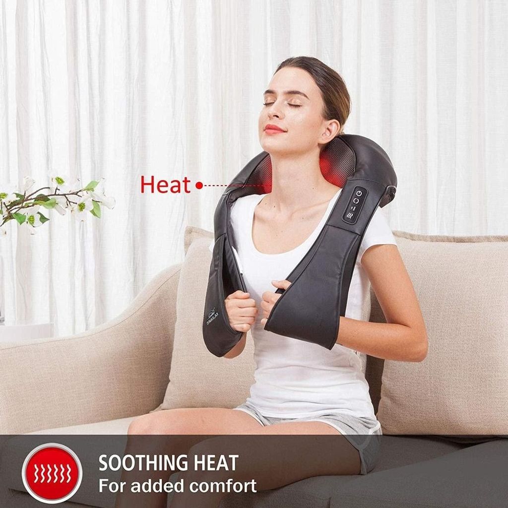 Nekteck Shiatsu Neck and Shoulder Massager with Adjustable Heat and Straps, Electric Deep Tissue 3D Kneading Massage Pillow for Neck, Back, Leg, Foot