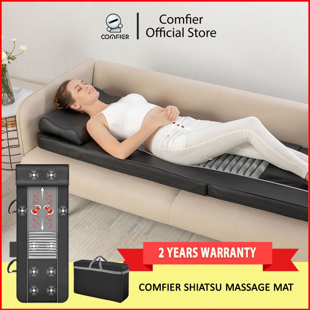 Comfier Cordless Back Massager with Heat, Electric Massage Chair Pad, Deep Tissue Kneading Massager with 12 Massage Nodes for Upper Lower Back, Size