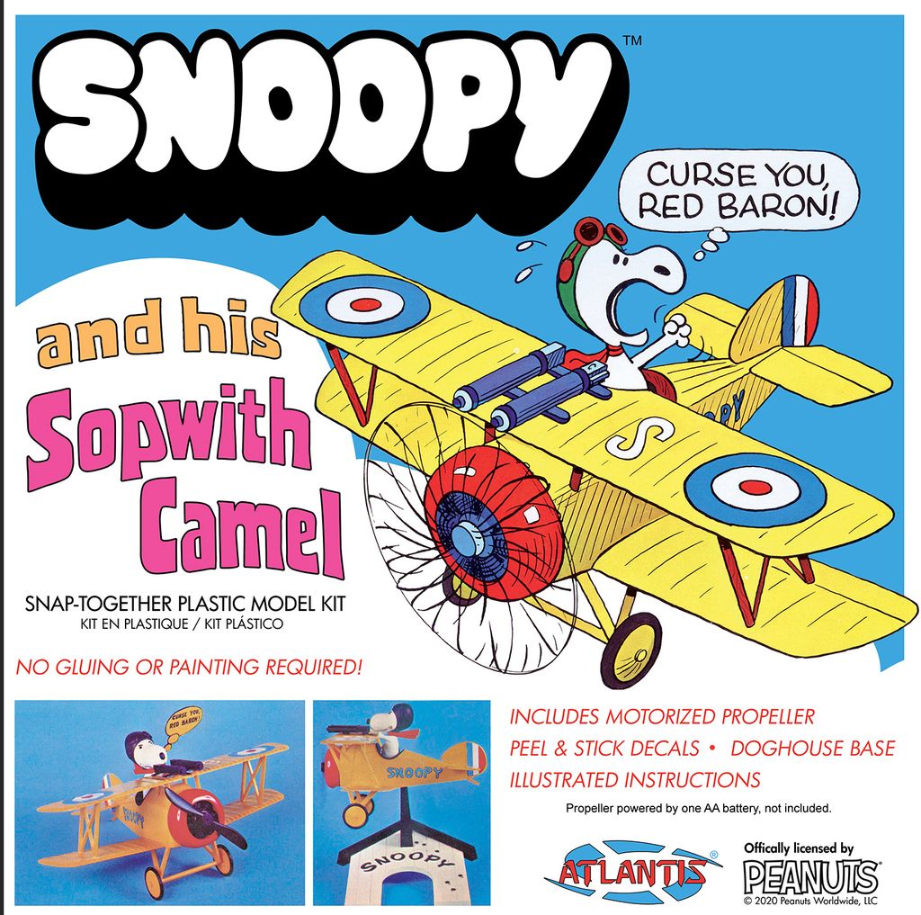 ATLANTIS MODELS - AMCM6779 - Snoopy and His Sopwith Camel Plane (Snap) LID