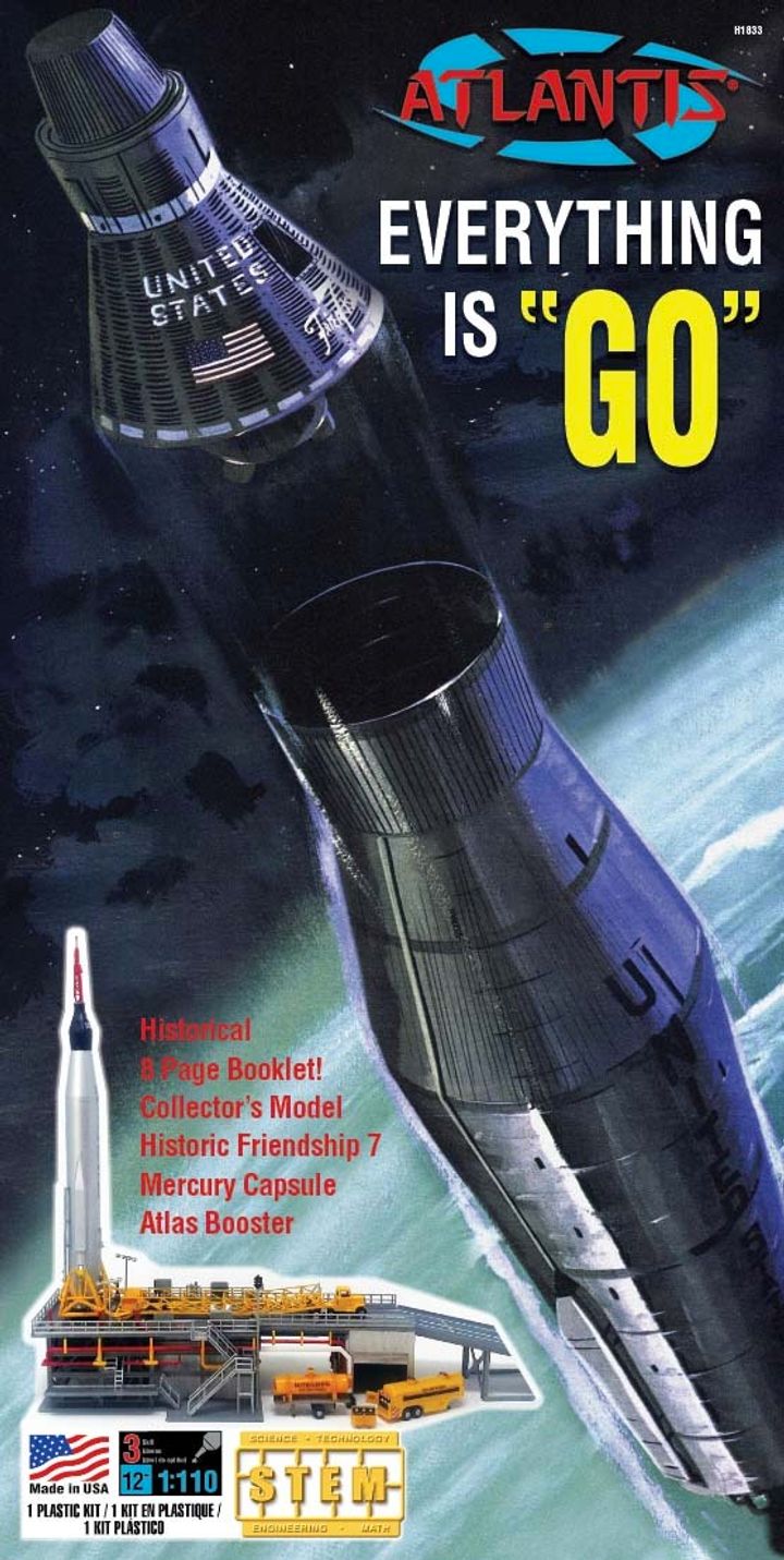ATLANTIS MODELS - AMCH1833 - Atlas w Launch PadMercury Capsule 50 Year Celebration - Final Box Art