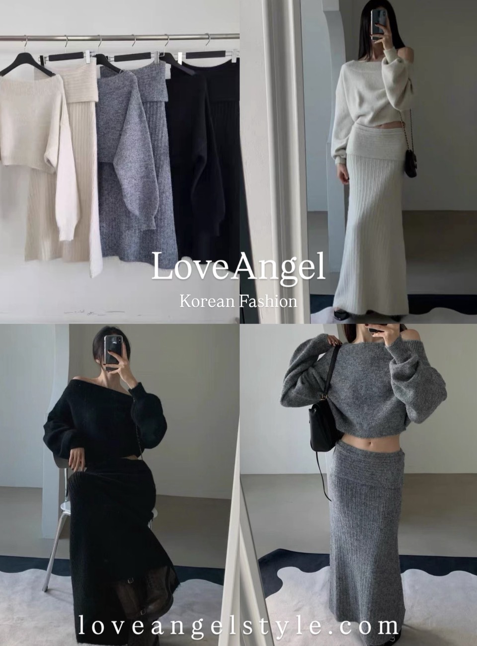 E2517 慵懶女孩設計剪裁20%羊毛套裝(上衣+裙子)