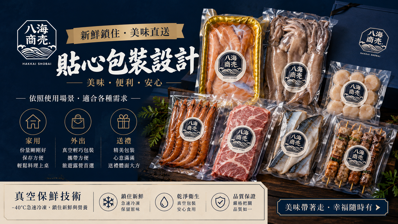 依照使用場景貼心設計各式包裝，家用/戶外露營/送禮都便利 | 八海商売