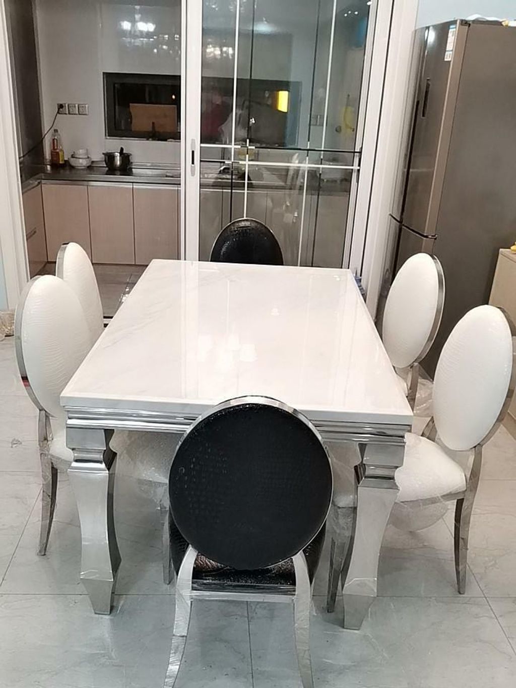 white chrome table