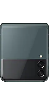 Galaxy Z Flip3 5G in Green, seen from the rear.