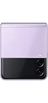Galaxy Z Flip3 5G in Lavender, seen from the rear.