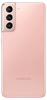 Galaxy S21 5G in Phantom Pink, seen from the rear.