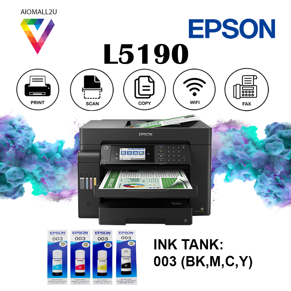 EPSON EcoTank L5190 All-in-One Printer (Color, A4, Wi-Fi, Print, Scan,  Copy, Fax) – Aio Mall 2u