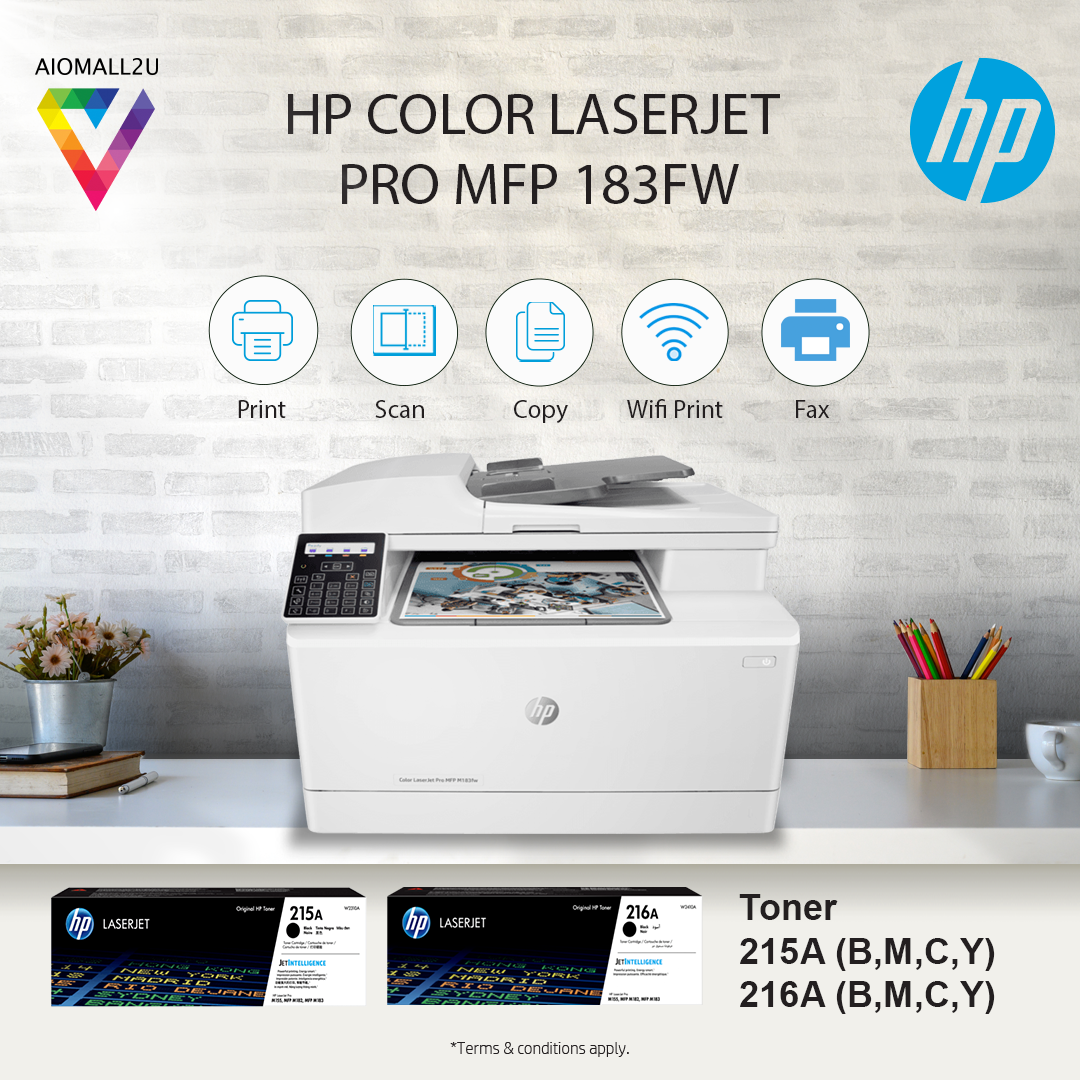 HP Color LaserJet Pro MFP M183FW (Print, Scan, Copy, Wireless, Fax) – Aio  Mall 2u