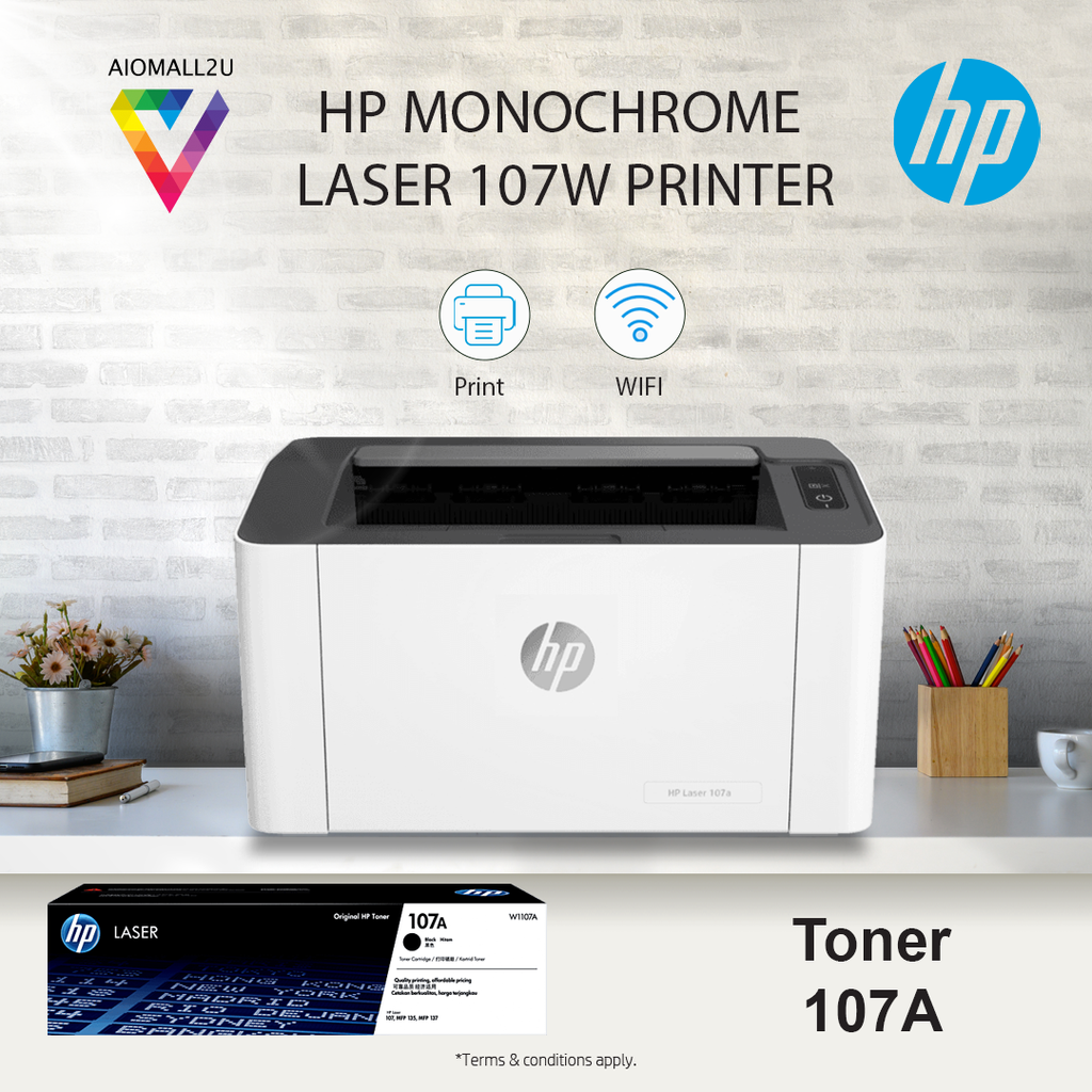 HP Mono Laser 107W Printer (Print only, Wireless) – Aio Mall 2u