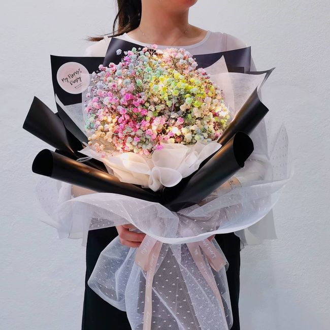 My Florist Diary | Our Collections - Rainbow Baby Breath Bouquet