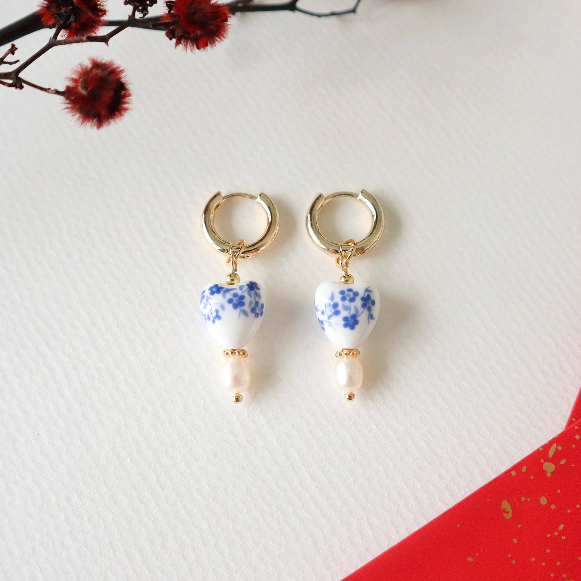 Lina Porcelain Heart Hoop Earrings – & Fine Things - Everyday classic ...