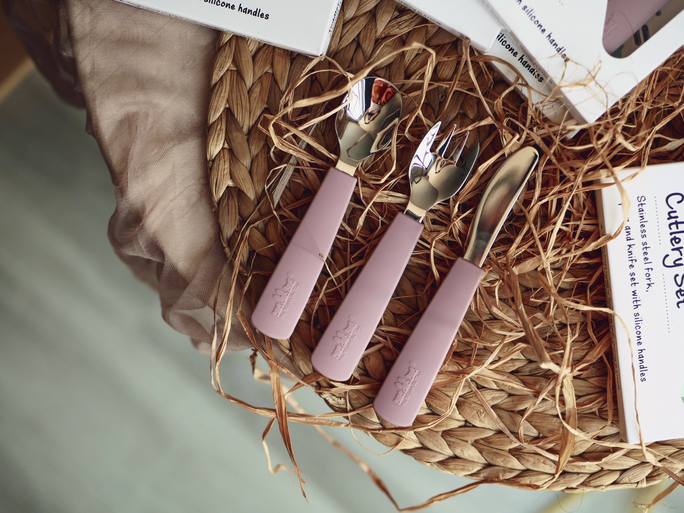 Feedie Fork & Spoon Set - Powder Pink