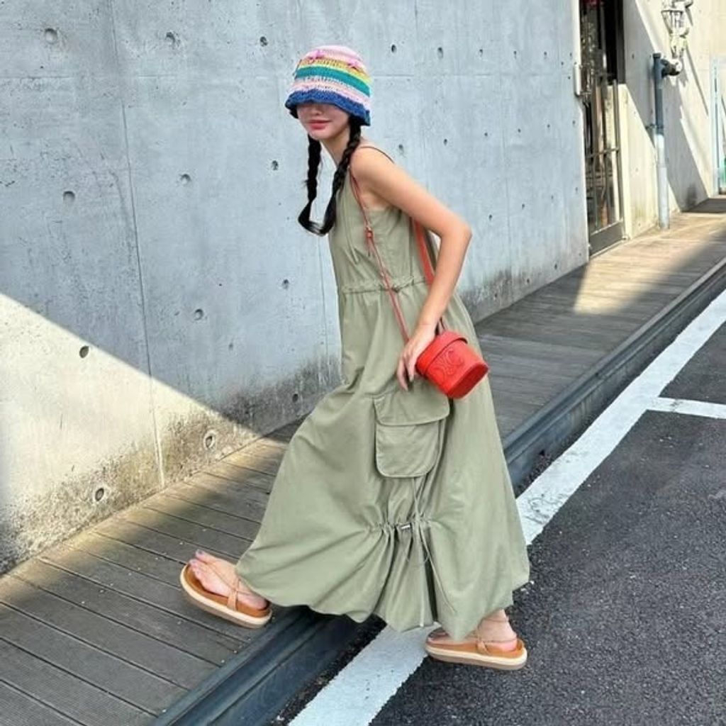 正韓吊帶工裝洋裝 $980 (1)