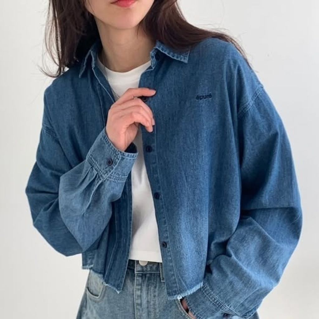 正韓漸層牛仔襯衫上衣 $1180 (1)