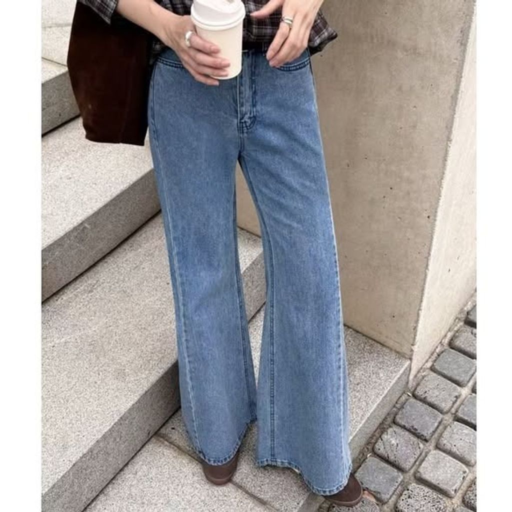 正韓高腰修身喇叭牛仔褲 -158 (1)