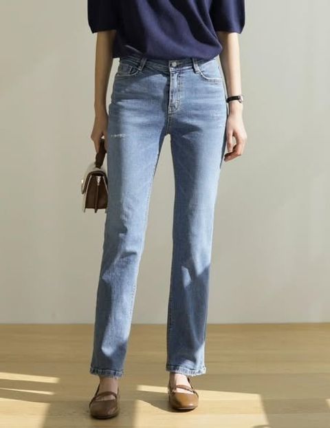 正韓微刷破感直筒牛仔褲 $1280 (1)