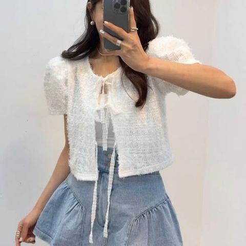 正韓鏤空蕾絲綁帶上衣 $1180 (1)
