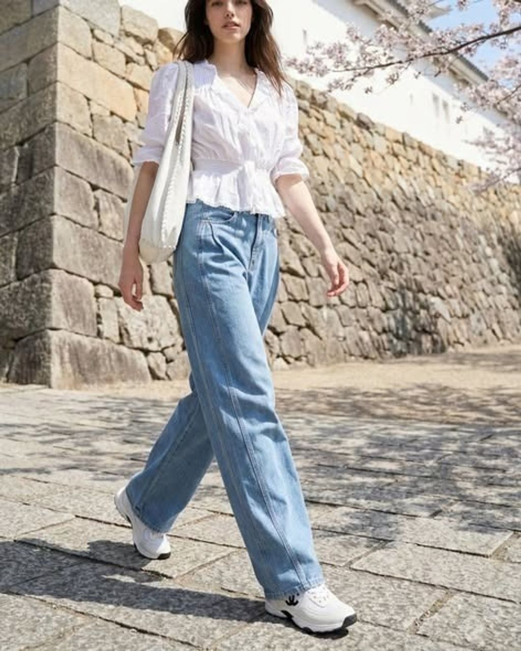 正韓內腰鬆緊淺色直筒舒服寬褲 $1180 (1)