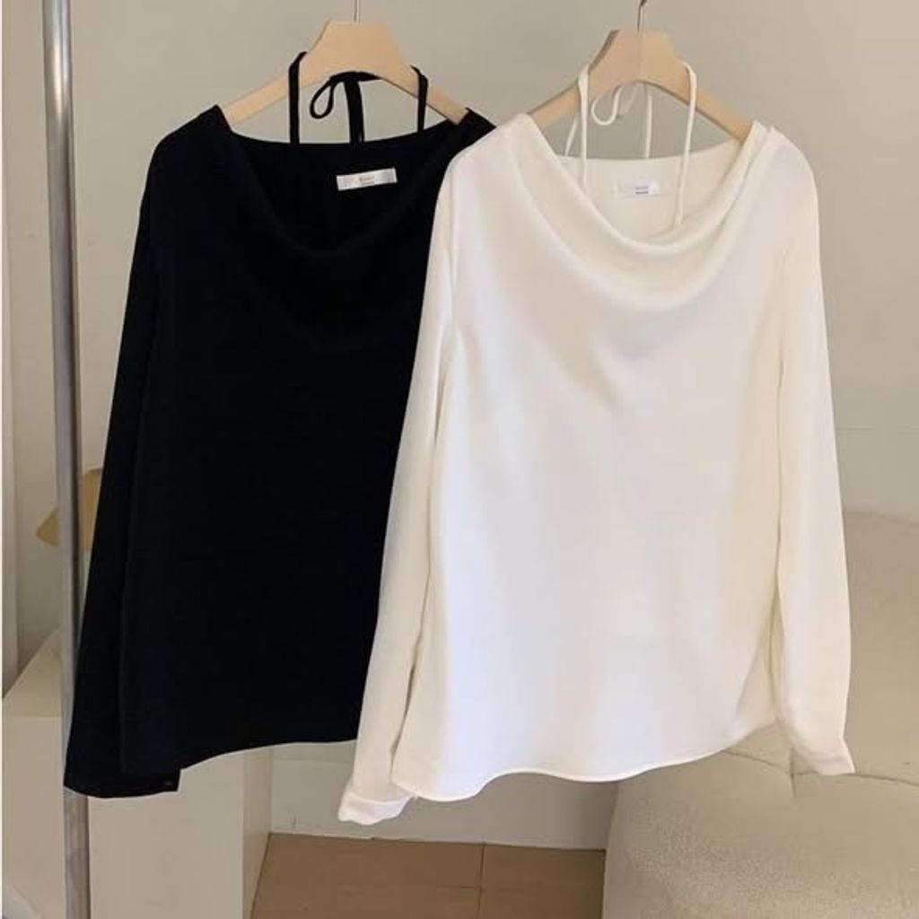 正韓垂墜感掛脖雪紡上衣 $1080 (1)